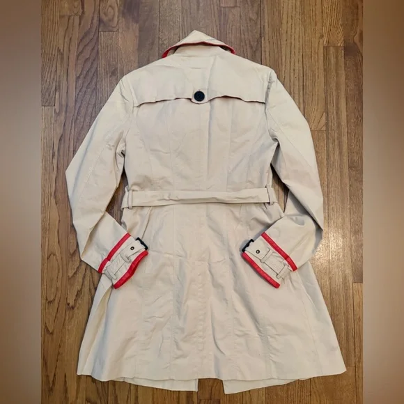 Pre-loved Bebe Double Breasted Leather Trim Trench Coat - Picture 3 of 9